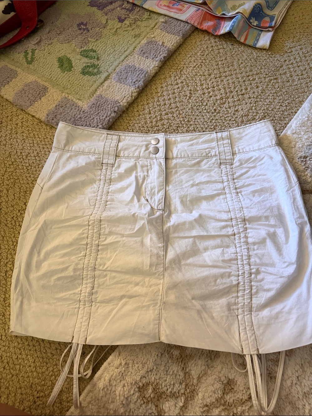 GARAGE White Ruched Mini Skirt - Classic Simple Style
